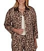 Ruby Rd. Coordinating Stretch Denim Cheetah Print Faux Leather Denim Jacket - Image 1