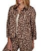 Ruby Rd. Coordinating Stretch Denim Cheetah Print Faux Leather Denim Jacket - Image 3