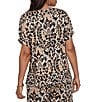 Ruby Rd. Coordinating Textured Woven Modern Damask Scoop Neck Short Sleeve Top - Image 2