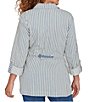 Ruby Rd. Cotton Blend Stripe Point Collar Long-Roll Tab Sleeve Anorak Jacket - Image 2