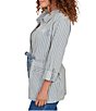 Ruby Rd. Cotton Blend Stripe Point Collar Long-Roll Tab Sleeve Anorak Jacket - Image 3