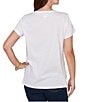 Ruby Rd. Cotton Jersey Knit Sequin Beaded Postcard Print V-Neck Short Sleeve Tee - Image 2