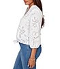Ruby Rd. Cotton Poplin Allover Eyelet Button-Front Tie Hem Blouse - Image 4