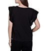 Ruby Rd. Cotton Slub Jersey Knit Solid Scoop Neck Crochet Trim Sleeve Top - Image 5
