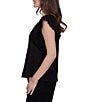Ruby Rd. Cotton Slub Jersey Knit Solid Scoop Neck Crochet Trim Sleeve Top - Image 6