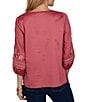 Ruby Rd. Cotton Voile Embroidered Round Neck 3/4 Sleeve Top - Image 2