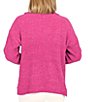 Color:Fuchsia - Image 2 - Cozy Chenille Cowl Neck Long Sleeve Drop Shoulder Side Slit High-Low Sweater