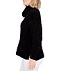 Color:Black - Image 3 - Cozy Chenille Cowl Neck Long Sleeve Drop Shoulder Side Slit High-Low Sweater