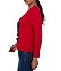 Ruby Rd. Cozy Knit Christmas Tree Pom-Pom Ornament Crew Neck Long Sleeve Top - Image 3