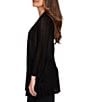 Ruby Rd. Cozy Ribbed 3/4 Sleeve Open-Front Cardigan, Color:Black - Image 3