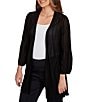 Ruby Rd. Cozy Ribbed 3/4 Sleeve Open-Front Cardigan, Color:Black - Image 4