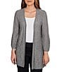 Ruby Rd. Cozy Ribbed Ivory Black Multi 3/4 Sleeve Open-Front Cardigan, Color:Ivory/Black Multi - Image 1