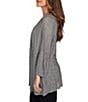 Ruby Rd. Cozy Ribbed Ivory Black Multi 3/4 Sleeve Open-Front Cardigan, Color:Ivory/Black Multi - Image 3