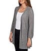 Ruby Rd. Cozy Ribbed Ivory Black Multi 3/4 Sleeve Open-Front Cardigan, Color:Ivory/Black Multi - Image 4