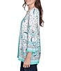 Ruby Rd. Crepe Knit Printed Lace Trim V-Neck 3/4 Sleeve Top, Color:Julep Multi - Image 3
