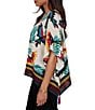 Ruby Rd. Crepe Paradise Bird Scoop Neck Short Sleeve Tassel Hem Top - Image 3