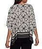 Ruby Rd. Crepe Shibori Geometric V-Neck Short Sleeve Contrast Trim Top - Image 2