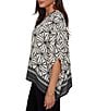 Ruby Rd. Crepe Shibori Geometric V-Neck Short Sleeve Contrast Trim Top - Image 4