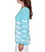 Ruby Rd. Tie-Dye Crew Neck Bracelet Sleeve Cotton Rib Sweater Knit Top - Image 3
