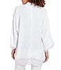 Color:White - Image 2 - Crinkle Gauze Lace Trim Bracelet Length Sleeve Open-Front Jacket