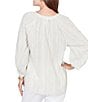 Ruby Rd. Crinkle Woven Striped Split V-Neck Tie-Front Peasant Top - Image 2