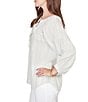 Ruby Rd. Crinkle Woven Striped Split V-Neck Tie-Front Peasant Top - Image 4