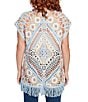 Ruby Rd. Crochet Geometric Cap Sleeve Open-Front Cardigan, Color:Blue Sky Multi - Image 2