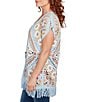 Ruby Rd. Crochet Geometric Cap Sleeve Open-Front Cardigan, Color:Blue Sky Multi - Image 3