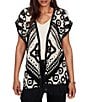 Ruby Rd. Crochet Intricate Medallion Open Front Sleeveless Fringe Trim Cardigan - Image 1