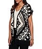 Ruby Rd. Crochet Intricate Medallion Open Front Sleeveless Fringe Trim Cardigan - Image 3