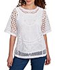 Ruby Rd. Crochet Lace Scoop Neck Elbow Length Sleeve Top,Specials : American Fashion Style Bags On Sale Ruby Rd. Crochet Lace Scoop Neck Elbow Length Sleeve Top,Specials : American Fashion Style Bags On Sale