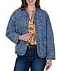 Ruby Rd. Denim Floral Stritch Point Collar Long Sleeve Button Front Jacket - Image 1