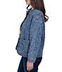 Ruby Rd. Denim Floral Stritch Point Collar Long Sleeve Button Front Jacket - Image 4