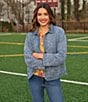 Ruby Rd. Denim Floral Stritch Point Collar Long Sleeve Button Front Jacket - Image 5
