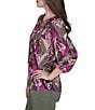 Ruby Rd. Desertwillow Slub Knit Split V-Neck 3/4 Cuffed Sleeve Tassel Tie Top - Image 3