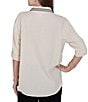 Ruby Rd. Double Cotton Gauze Embroidered Point Collar 3/4 Roll-Tab Sleeve Button-Front Shirt - Image 2
