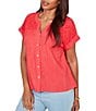 Ruby Rd. Double Gauze Woven Paisley Embroidered Button-Front Blouse - Image 3