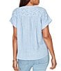 Ruby Rd. Double Gauze Woven Paisley Embroidered Button-Front Blouse - Image 2