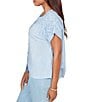 Ruby Rd. Double Gauze Woven Paisley Embroidered Button-Front Blouse - Image 4