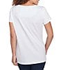 Ruby Rd. Embellished Abstract Palm Print Crew Neck Short Sleeve T-Shirt, Color:White/Black - Image 2