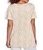 Ruby Rd. Embellished Beaded Macrame Scoop Neck Short Sleeve Top, Color:Jute/Multi - Image 2