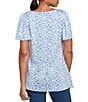 Ruby Rd. Embellished Beaded Macrame Scoop Neck Short Sleeve Top, Color:BlueSky/Multi - Image 2