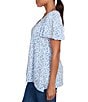 Ruby Rd. Embellished Beaded Macrame Scoop Neck Short Sleeve Top, Color:BlueSky/Multi - Image 3