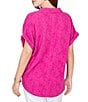 Ruby Rd. Embossed Gauze Woven Paisley Spread Collar Short Rolled Sleeves Top - Image 2