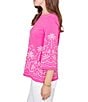 Ruby Rd. Embroidered Boat Neck 3/4 Sleeve Top - Image 4