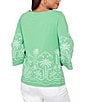 Ruby Rd. Embroidered Boat Neck 3/4 Sleeve Top - Image 6