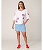 Ruby Rd. Embroidered Floral Scoop Neck 3/4 Sleeve Button-Front Blouse - Image 5