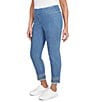 Ruby Rd. Embroidered Hem Pull-On Ankle Jeans, Color:Medium Blue - Image 4