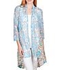 Color:Aruba Multi - Image 1 - Embroidered Paisley Print Combo Shawl Collar 3/4 Sleeve Open-Front Cardigan