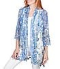 Color:Capri Multi - Image 1 - Embroidered Paisley Print Combo Shawl Collar 3/4 Sleeve Open-Front Cardigan